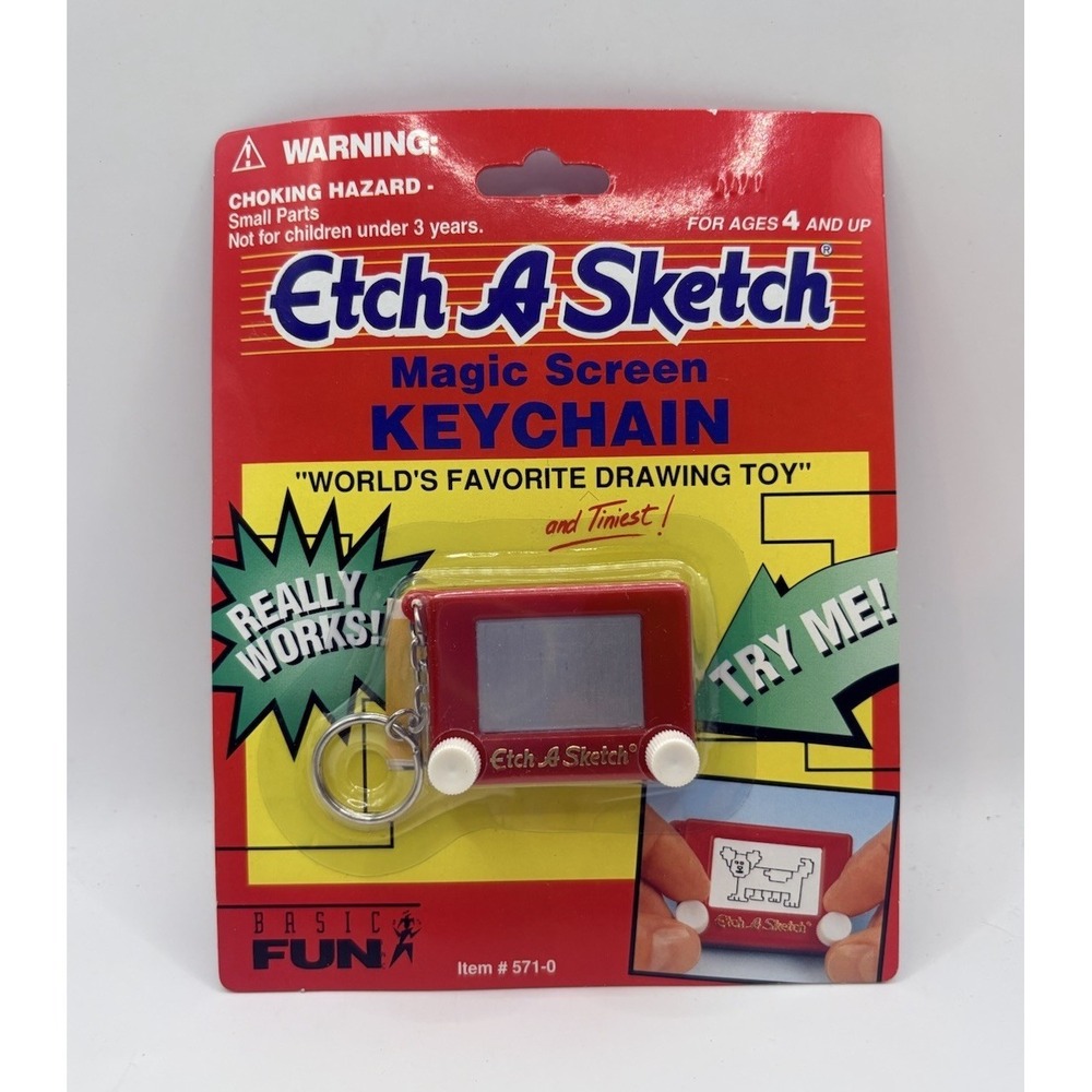 Mini‎ Etch-A-Sketch Magic Screen KeyChain  Drawing Toy VTG 2000